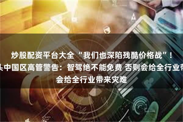炒股配资平台大全 “我们也深陷残酷价格战”！德资巨头中国区高